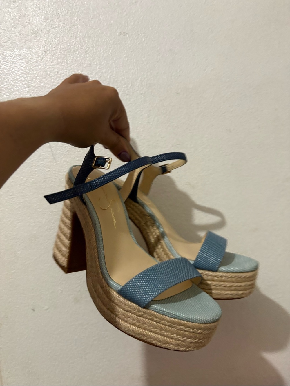 Jessica Simpson Blue Platform Espadrille Sandals with Ankle Strap